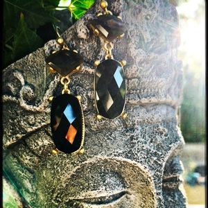Black Crystal jeweled earrings.